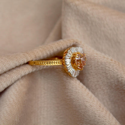 Natural Diamond with Lab Grown Diamond Heart Ring, 18K Solid Yellow Gold Ring, Heart Shape Engagement Ring for Bride, Baguette Diamond Ring