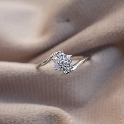 Round Cut Floral Wedding Ring, Colorless Moissanite Ring, 925 Sterling Silver Ring for Women, Statement Moissanite Jewelry, Propose Ring