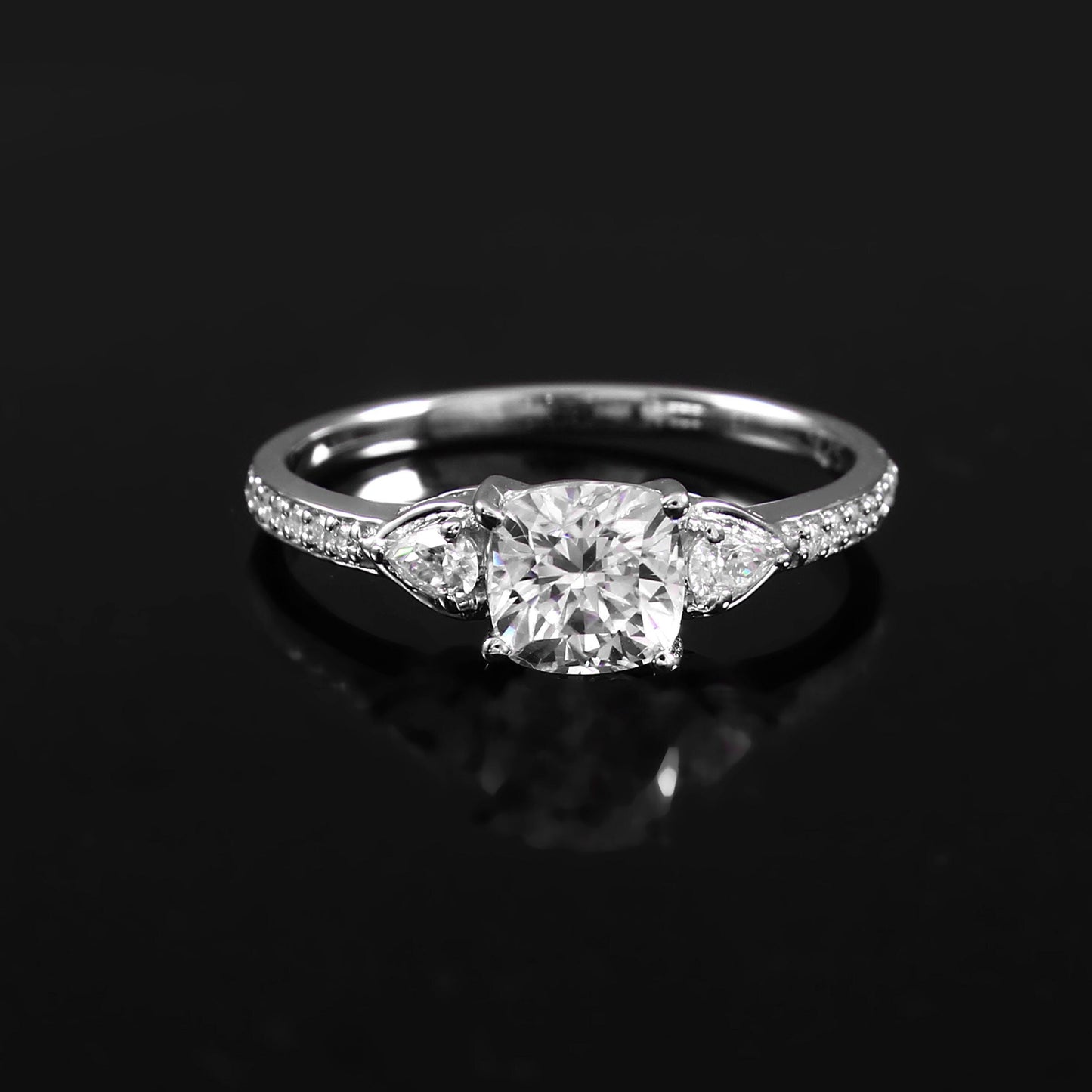 Cushion Cut Moissanite Ring, Elegant Solid Gold Solitaire Ring, Lightweight and Dainty Engagement Ring for Her, All Ring Sizes Offered