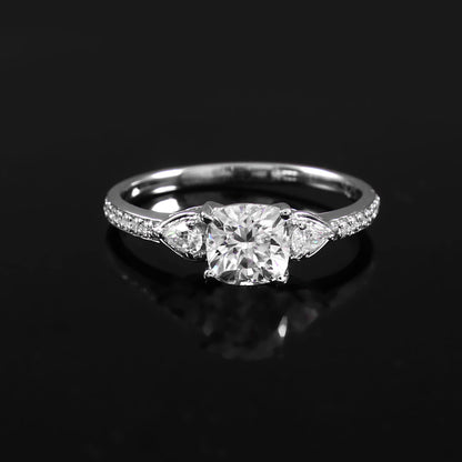 Cushion Cut Moissanite Ring, Elegant Solid Gold Solitaire Ring, Lightweight and Dainty Engagement Ring for Her, All Ring Sizes Offered