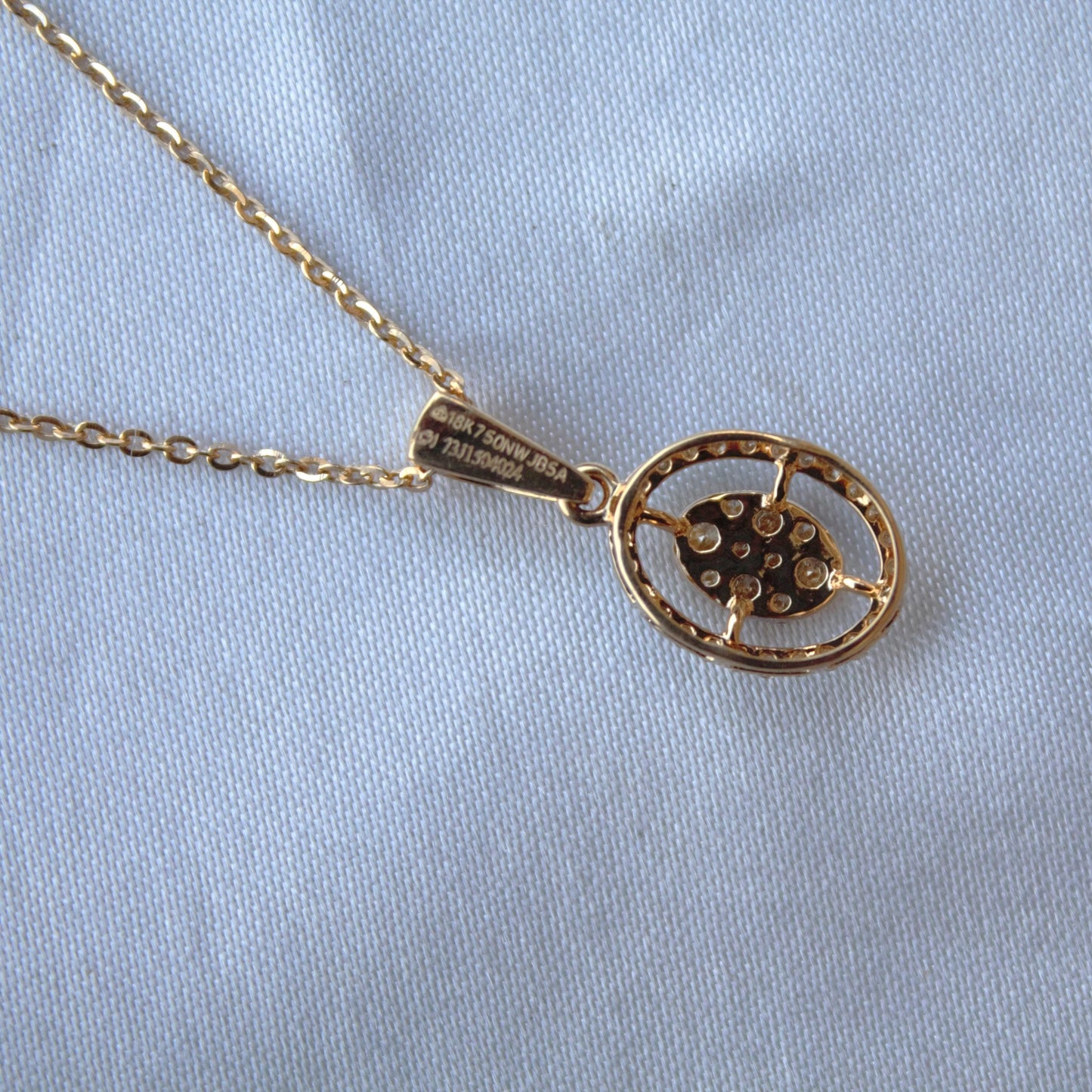 Natural Diamond Halo Solitaire Gold Necklace, 18k Yellow Gold Chain Pendant Necklace, Oval Shape Necklace for Her, Anniversary Gift for Wife