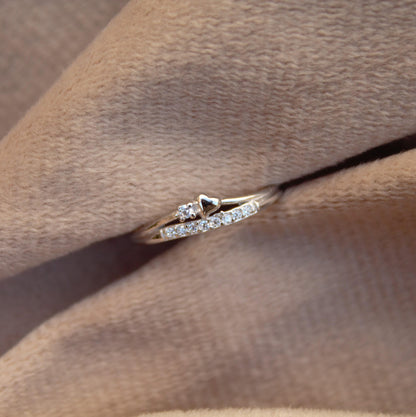 Cubic Zirconia Tiny Heart Ring Band, 925 Sterling Silver Band, Everyday Wear Stacking Ring, Silver Thin Ring for Girls, Thumb Band Ring