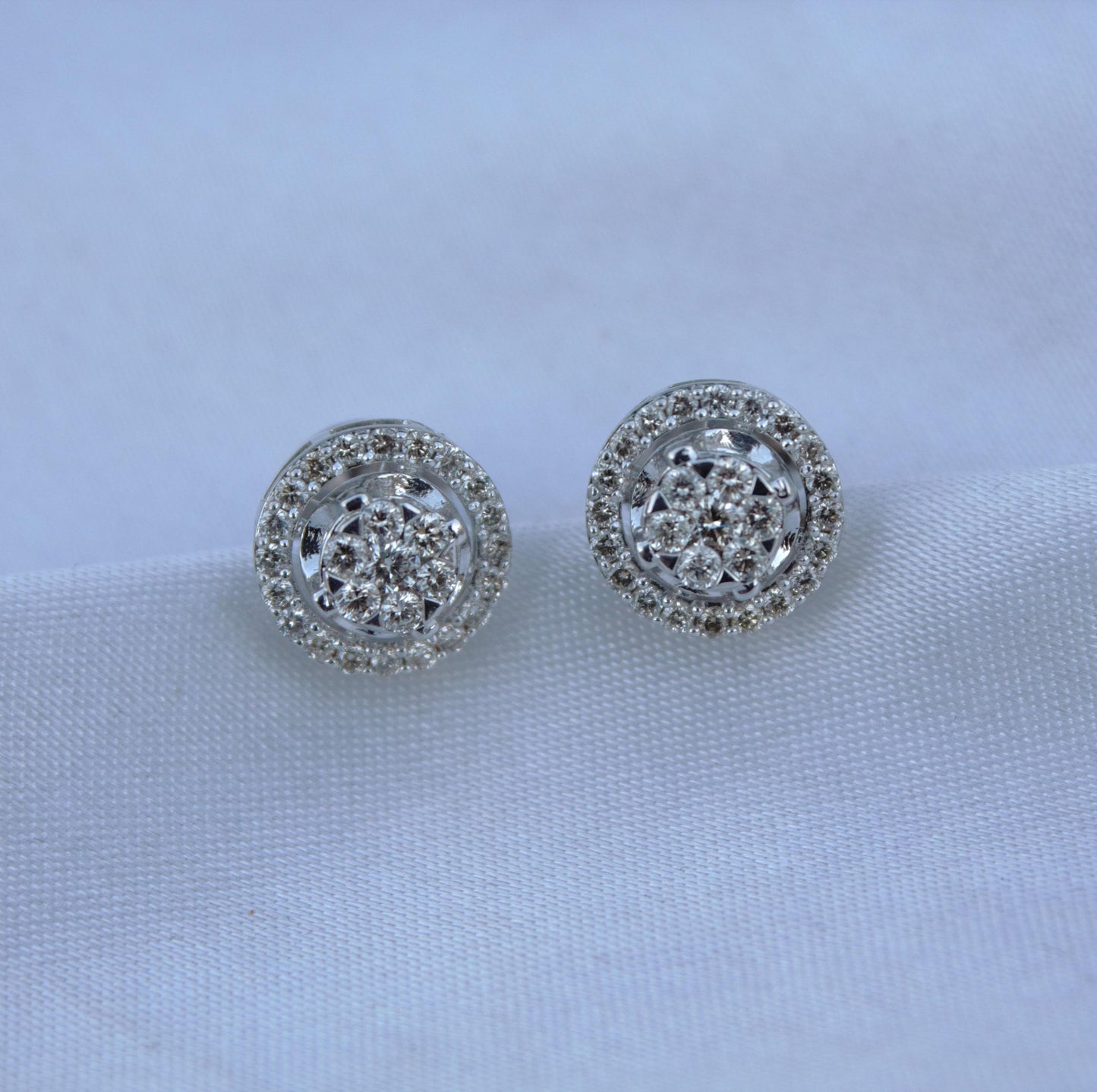 18K White Gold Solitaire Halo Jewelry Set, IGI Certified Diamond Jewelry, Gold Chain Pendant Necklace with Stud Earrings, Dainty Jewelry Set