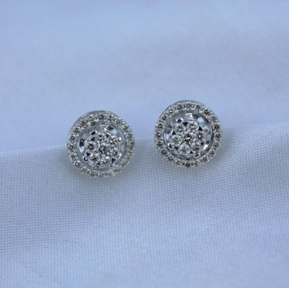 18K White Gold Solitaire Halo Jewelry Set, IGI Certified Diamond Jewelry, Gold Chain Pendant Necklace with Stud Earrings, Dainty Jewelry Set