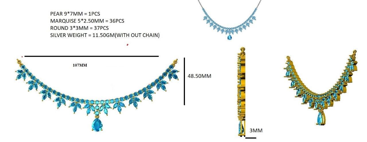 Gold Moissanite Necklace for Bride, D Color VVS1 Clarity Moissanite Necklace, Solid Gold Designer Jewelry, Wedding/Engagement Gold Jewelry