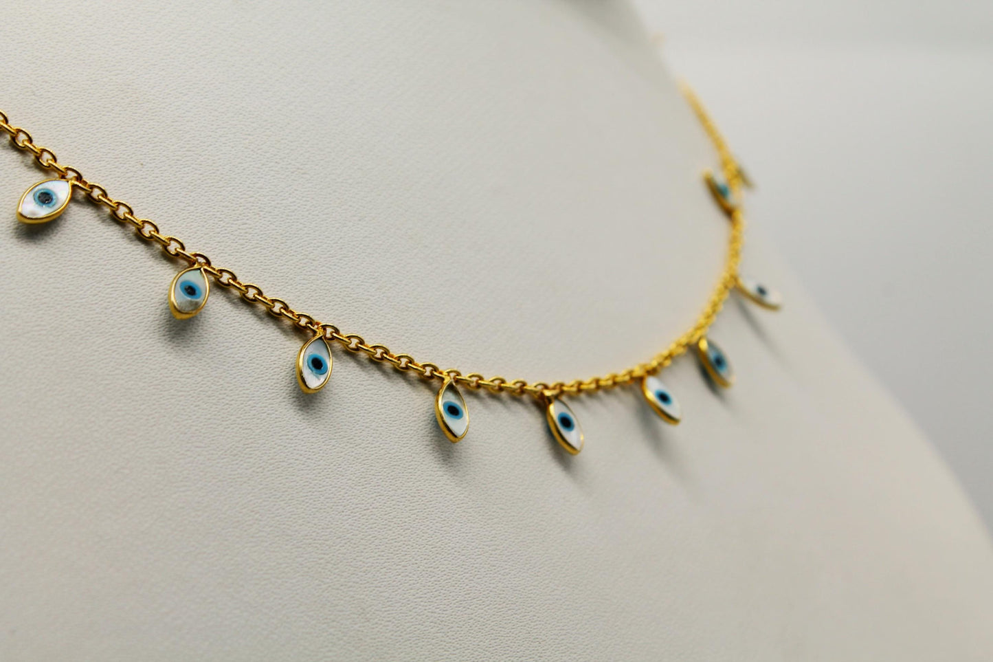 925 Silver Evil Eye Necklace, Silver Minimalist Necklace, Charm Necklace for Women, Handmade Dainty Necklace, Protection Necklace Gifts