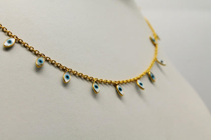 925 Silver Evil Eye Necklace, Silver Minimalist Necklace, Charm Necklace for Women, Handmade Dainty Necklace, Protection Necklace Gifts