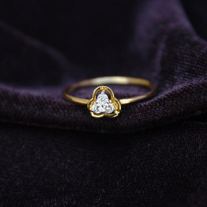 H- I Color With VS - SI Clarity Natural Diamonds, Lightweight Three Stone Gold Ring, 18K Solid Gold With Natural Diamond Ring, 7US Gold Ring