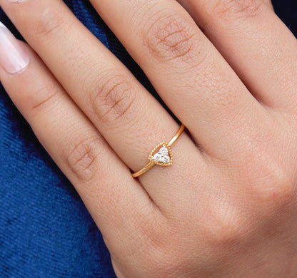 18K Solid Gold Jewelry, 0.11 Carat Natural Diamond Ring, IGi Certified Diamond Jewelry, Three Stone Diamond Ring, Promise Ring For Her