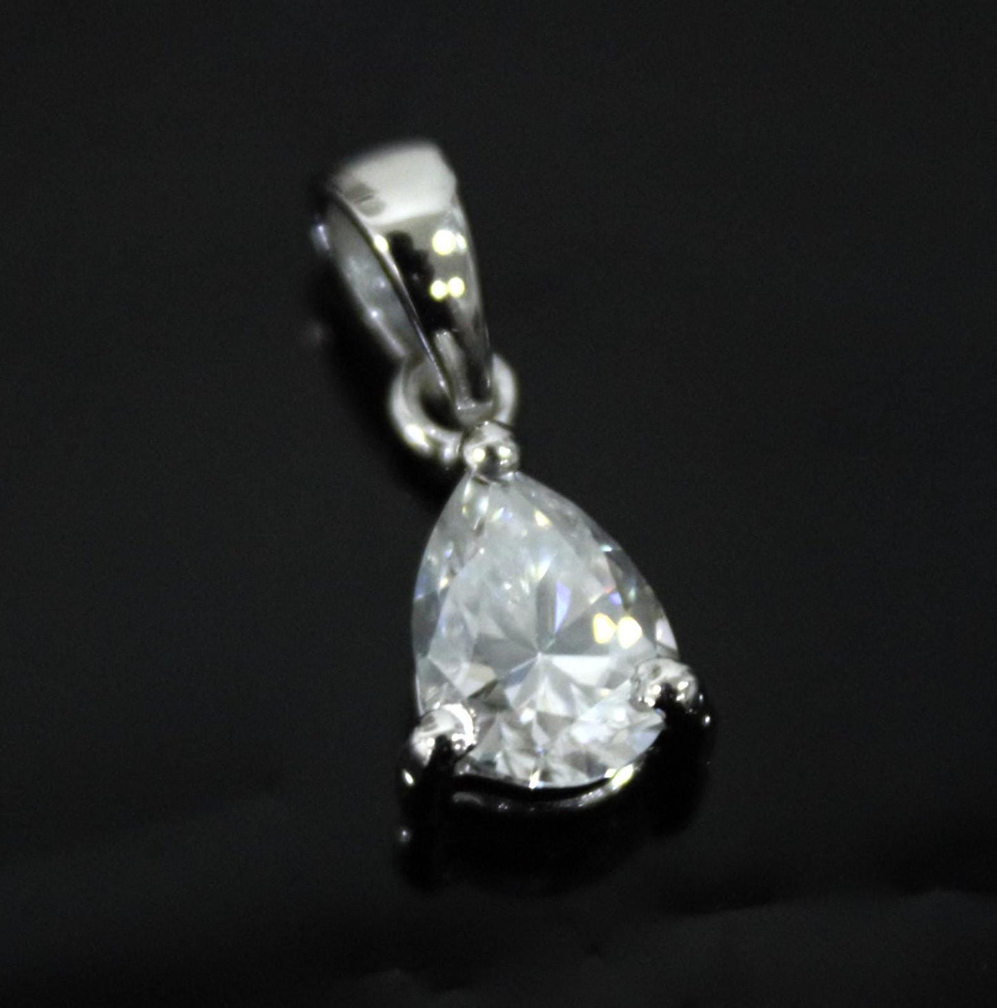 Pear Cut Moissanite Pendant in 925 Sterling Silver, Dainty Silver Charm Pendant, Minimalist Pendant for Chain, Moissanite Silver Jewelry