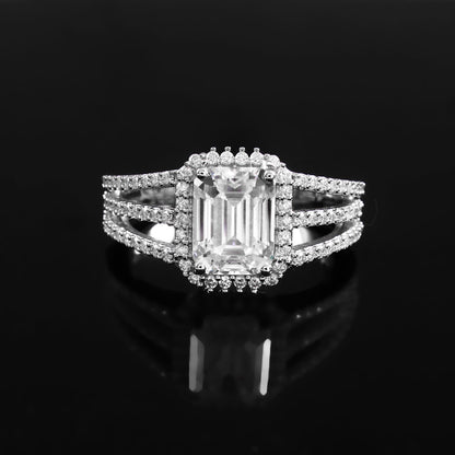 Emerald Cut Diamond Ring, Engagement Ring for Bride, Lab Grown Diamond Ring, Designer Vintage Ring Available In White, Yellow, Rose Gold