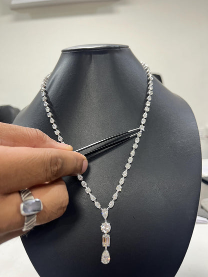 Lab Grown Diamond Necklace, DE colour, VVS/VS Clarity, 40+ Tcw Wedding Necklace, Statement Necklace, Gold Dainty Necklace, Gift for Bride