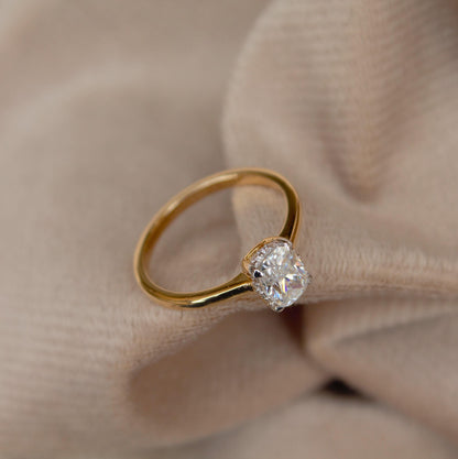 Long Cushion Cut With Melee Round Moissanite Ring, 14K Solid Yellow Gold Moissanite Ring, 7 US Gold Ring For Women, Perfect Anniversary Gift