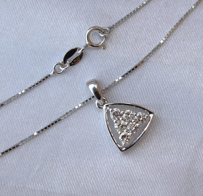 Solitaire Diamond Pendant Necklace, Lightweight Designer Chain Pendant, 18K White Gold Trillion Cut Diamond Pendant Necklace, Gift for Wife