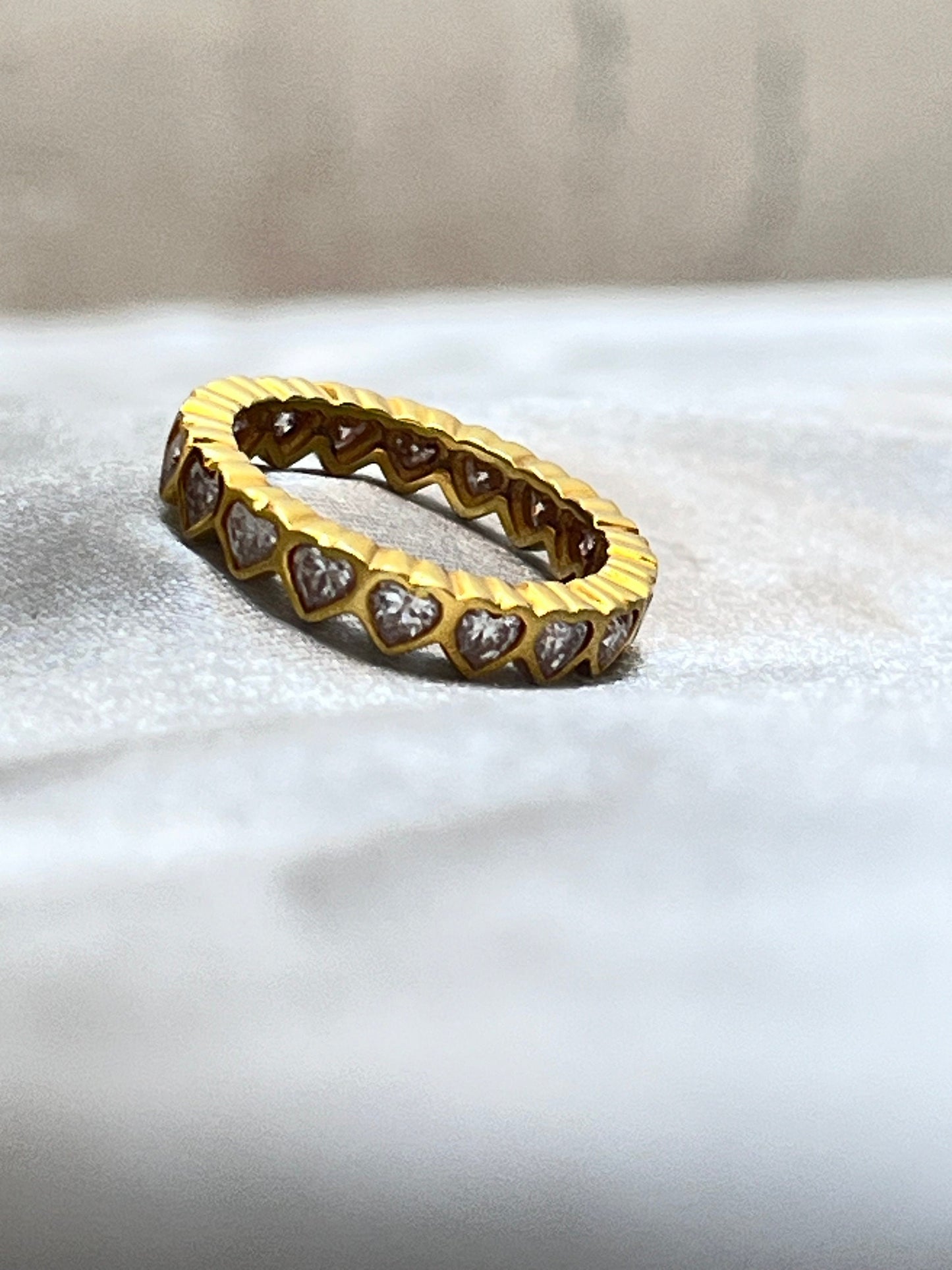Moissanite Band Ring/ Moissanite Gold Ring/ Heart Eternity Ring/ Beautiful Heart Ring/ Full Eternity Ring/ 10k Solid Gold Ring/ Gift For Her