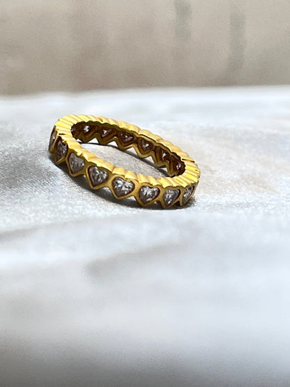 Moissanite Band Ring/ Moissanite Gold Ring/ Heart Eternity Ring/ Beautiful Heart Ring/ Full Eternity Ring/ 10k Solid Gold Ring/ Gift For Her