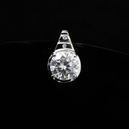 Round Moissanite Prong Set Solitaire Pendant, 925 Sterling Silver Jewelry, Everyday Wear Pendant, Perfect Anniversary Pendant, Ready to Ship