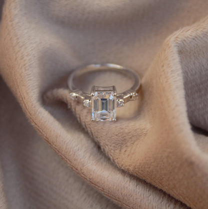 Emerald Cut Moissanite Men's Ring,925 Sterling Silver Handmade Ring, White Moissanite Ring, Statement Prong Set Ring, Perfect Gift for Groom