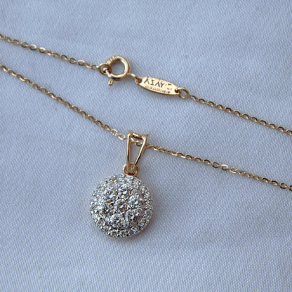 Gold Solitaire Halo Pendant Earrings Set, Real Diamond Jewelry Bridal Set, Round Shape Jewelry,18k Yellow Gold Necklace Earrings Set for Her