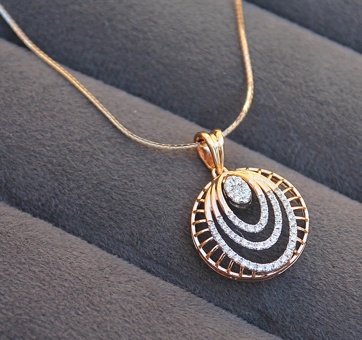 18K Rose Gold Natural Diamond Necklace and Earrings Set, Designer Vintage Gold Jewelry, VSSI Diamond Jewelry Set, Wedding Gift for Bride