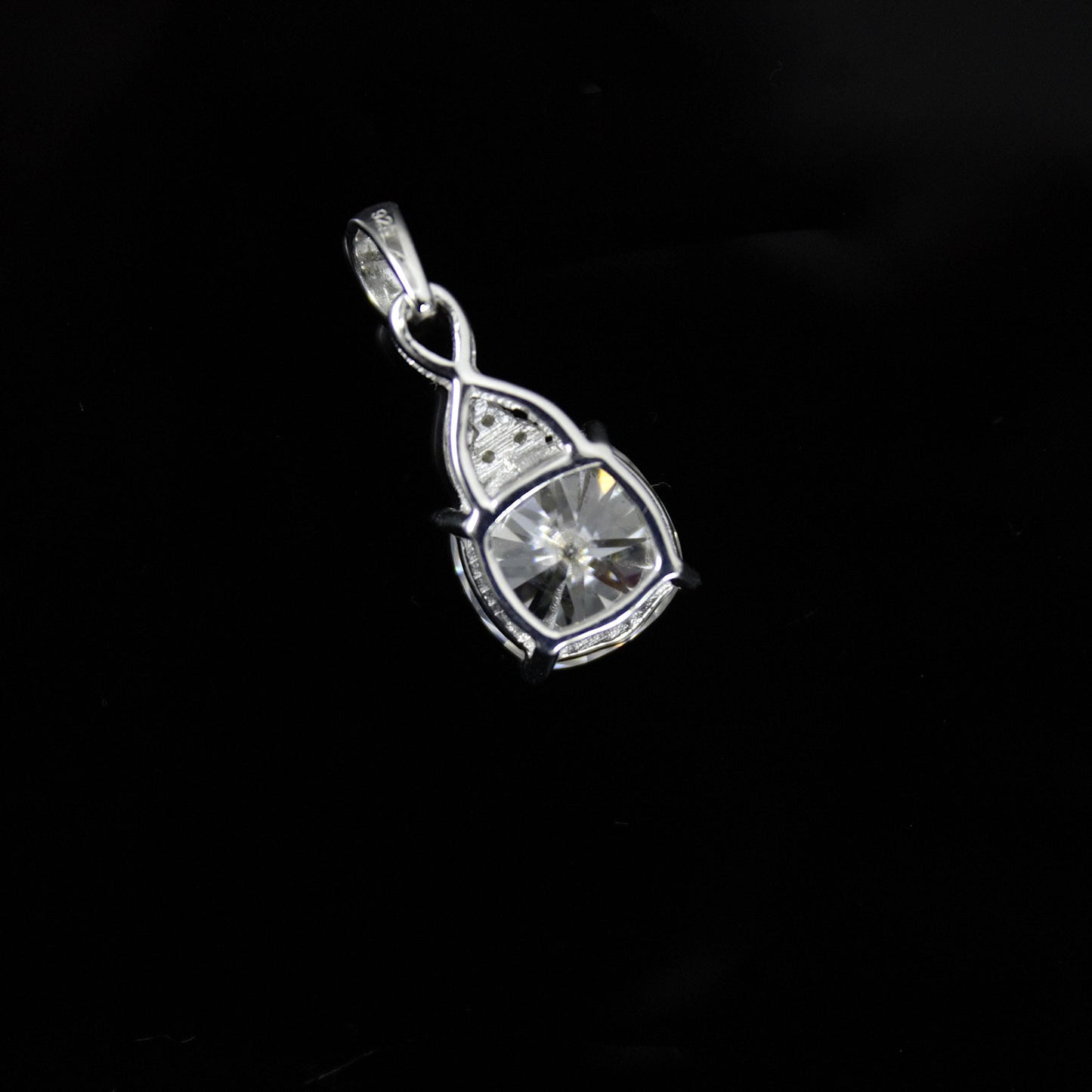 Cushion Cut Moissanite Charm Pendant, Victorian Style Pendant, Classic Solitaire Pendant For Women, 925 Sterling Silver Minimalist Pendant