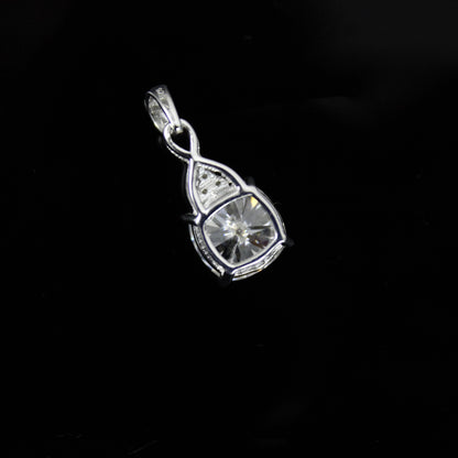 Cushion Cut Moissanite Charm Pendant, Victorian Style Pendant, Classic Solitaire Pendant For Women, 925 Sterling Silver Minimalist Pendant