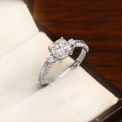 Moissanite Cushion Cut Ring, Minimalist Moissanite Jewelry, Engagement Ring For Her, D Color VVS Moissanite Gold Ring, Elegant Gold Ring