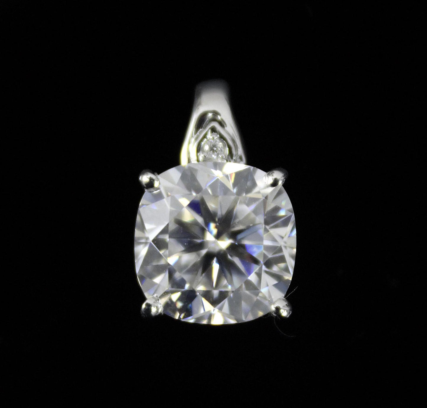 Solitaire Moissanite Prong Set Pendant, White Cushion Cut Moissanite Pendant, Gorgeous Women Charm Pendant, 925 Sterling Silver Jewelry