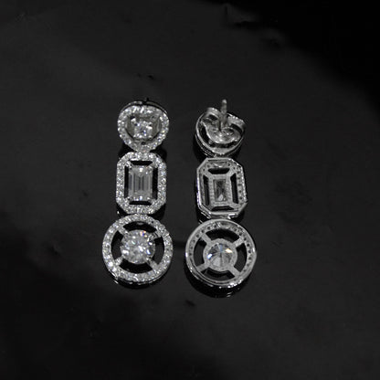 Moissanite Earrings For Women, 925 Sterling Silver Sparkling Stud Dangle Earrings, Statement Earrings, Retro Jewelry, Valentines Day Gift