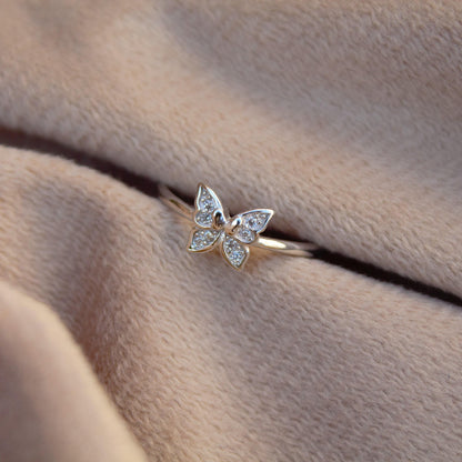 Dainty Butterfly CZ Ring, 925 Sterling Silver Ring, Vintage Style Silver Jewelry, Elegant Gift for Her, Stackable Ring, Butterfly Jewelry
