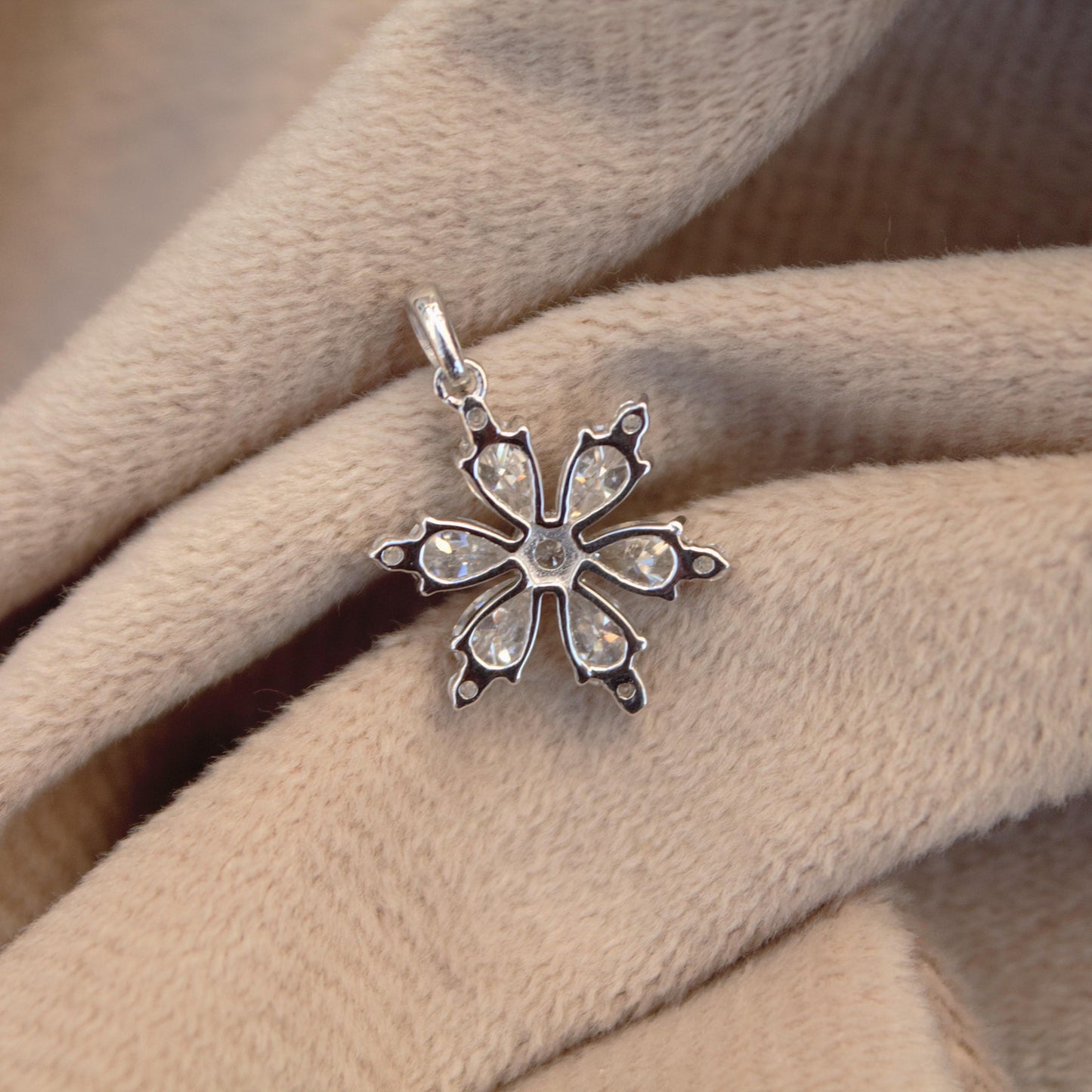 Pear and Round Cut Moissanite Stone Pendant, Solid 925 Sterling Silver Charm Pendant for Women, Floral Design Pendant, Wedding Bridal Gift