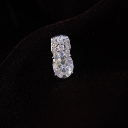 925 Sterling Silver Oval Cut Moissanite Pendant, Dainty Silver Pendant, White Moissanite Solitaire Pendant, Prong Setting Pendant for Chain