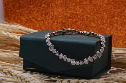 Mix Shape Lab Diamond Solid Gold Bracelet, Gold Diamond Jewelry for Women, Bezel Setting Bracelet, Elegant Tennis Bracelet, Birthday Gift