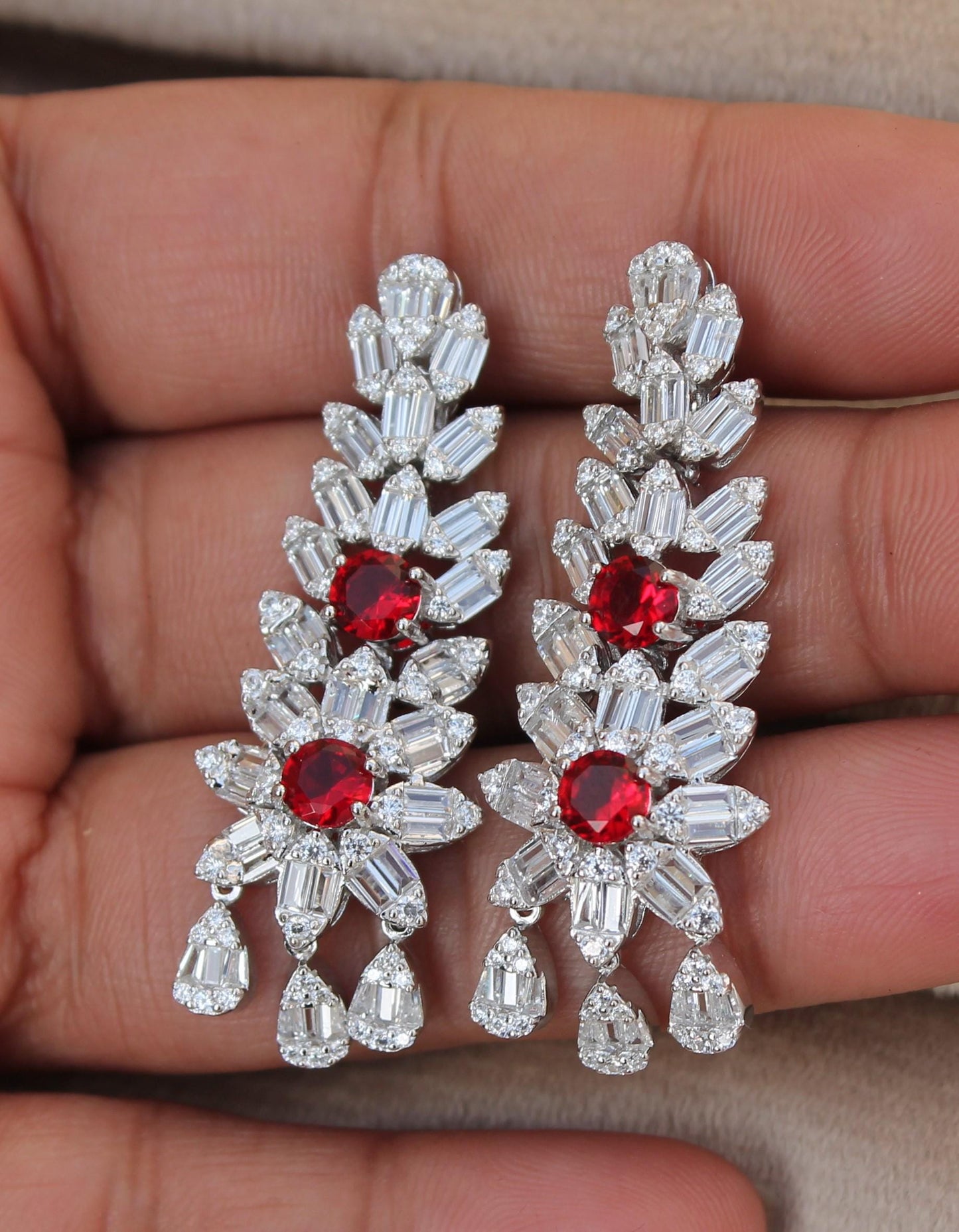 Amazing Silver Necklace Set, Statement Jewelry Set, Bridal Wedding Jewelry Premium Necklace- Earring-Ring-Bracelet Set