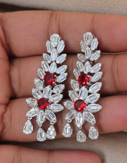 Amazing Silver Necklace Set, Statement Jewelry Set, Bridal Wedding Jewelry Premium Necklace- Earring-Ring-Bracelet Set