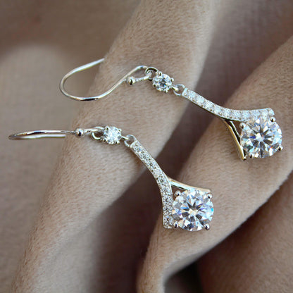 925 Sterling Silver Dangle Earrings, Moissanite Minimalist Earring for Her, White Moissanite Jewelry, Wedding Earrings, Gift for Bridesmaids