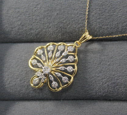 H-I VS - SI Natural Diamond Pendant Earring Set, IGI Certified Diamond Jewelry, Perfect Anniversary Gift, Designer Natural Diamond Gold Set