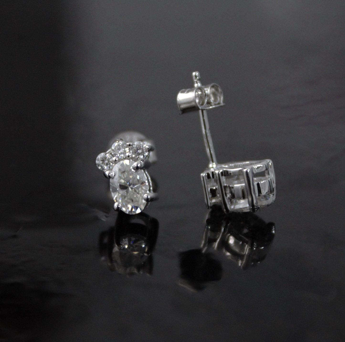 925Sterling Silver Moissanite Stud Earrings, Oval and Round Cut Stone Earrings for Women, Dainty Silver Jewelry, Perfect Gift for Bridesmaid