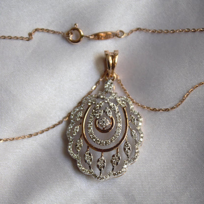 Solid 18k Rose Gold Designer Cluster Jewelry, IGI Certified Real Diamond Pendant Earrings Set, Delicate Necklace Earrings Set, Gift for Mom