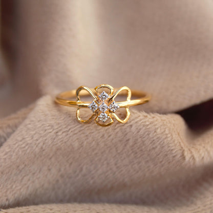 18K Solid Gold Jewelry, Lightweight Natural Diamond Gold Ring, Delicate Gold Ring For Birthday Gift, HI Color SI Clarity Diamond Pretty Ring