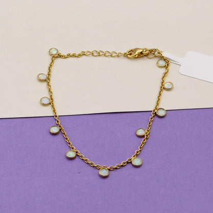 Opal Charm Necklace For Gift, Dainty Opal Jewelry, October Birthstone Necklace, 925 Sterling Silver Necklace for Wife, Opal Charm Necklace