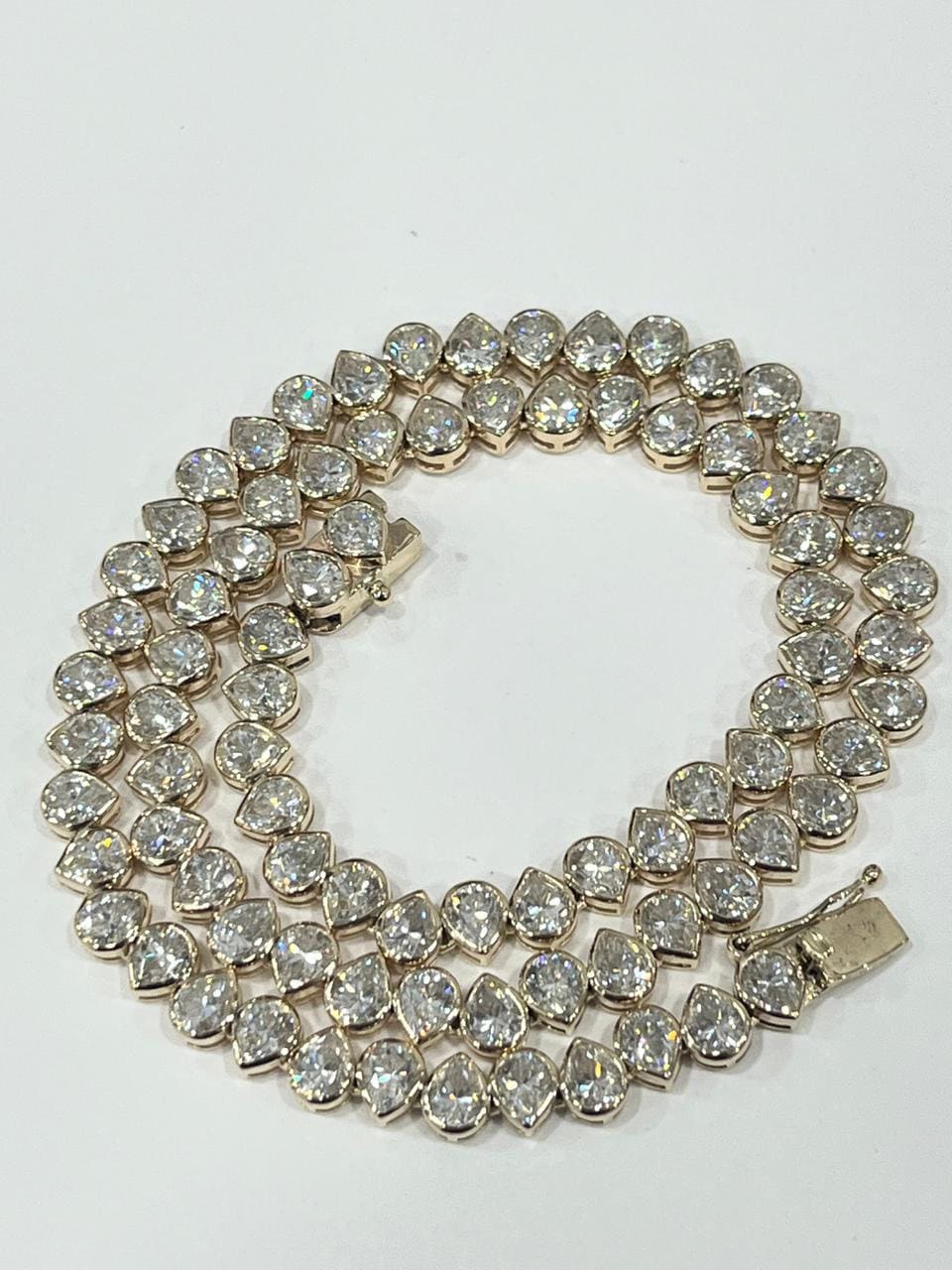 Genuine Moissanite Tennis Necklace, Elegant Designer Necklace, Infinity Solitaire Necklace, 18K Gold Necklace, Pear Moissanite Necklace