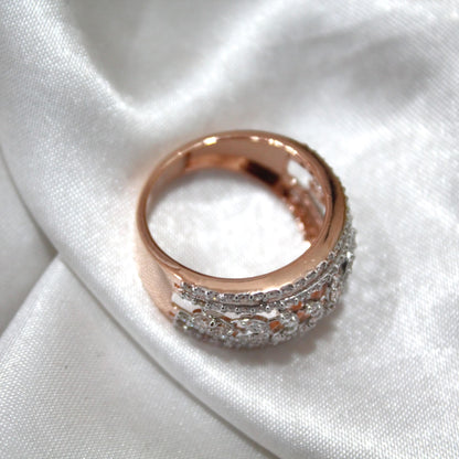 Gold Ring with Tiny Natural Diamond, Shine Pave Diamonds Everyday Wear Engagement Ring for Her, Timeless Gold Band with Genuine Mele Diamond