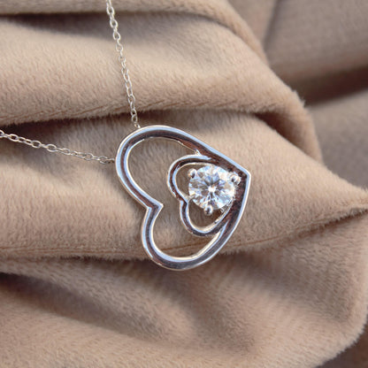 Moissanite Round Cut Heart Shape Pendant Necklace, Sparkling Heart Pendant with Chain, Ready to Ship, 925Sterling Silver Gift for Girlfriend