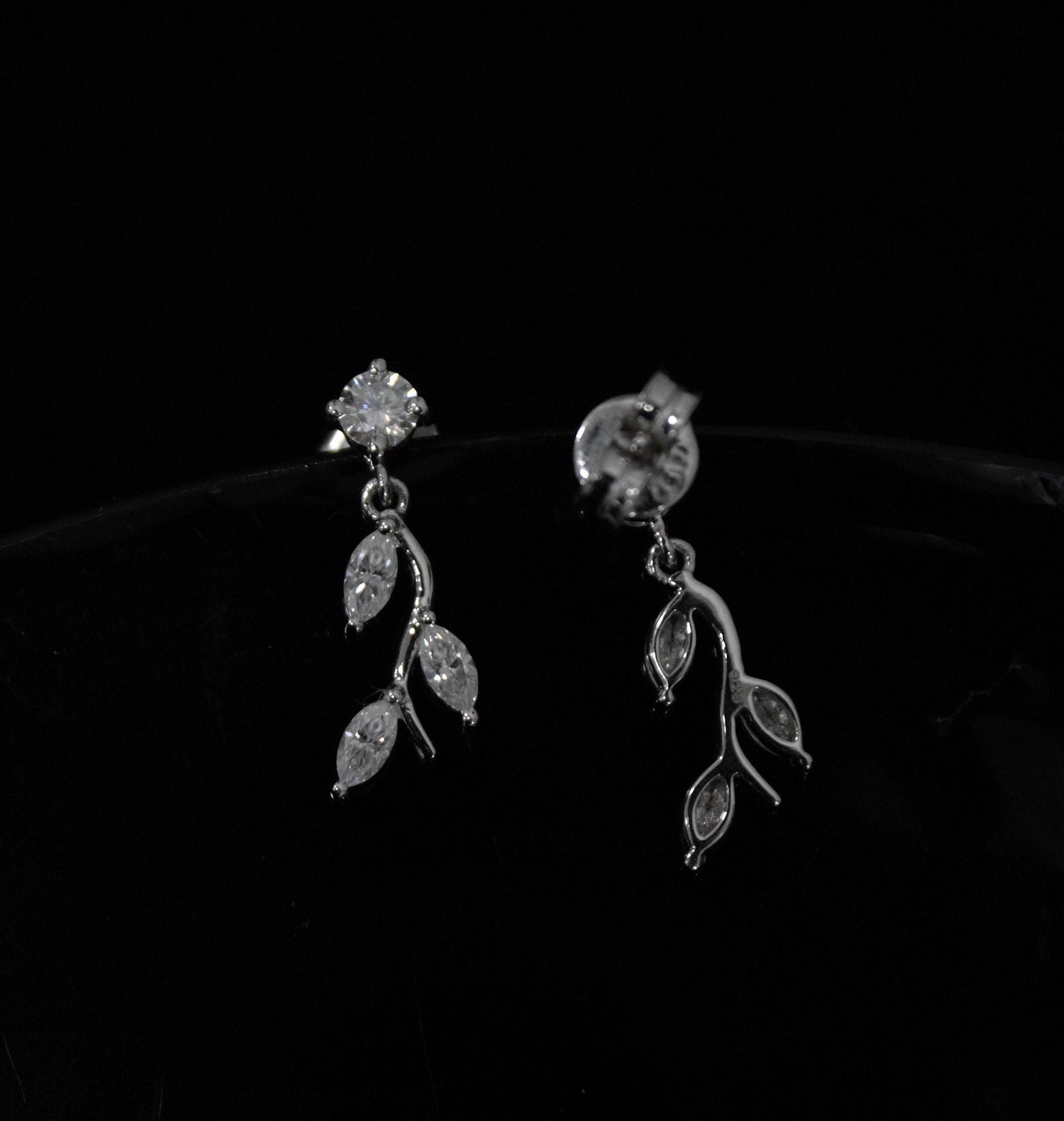 Moissanite Stud Dangle Earrings for Women, 925 Sterling Silver Earrings, Round and Marquise Stone Earrings, Colorless Moissanite Jewelry