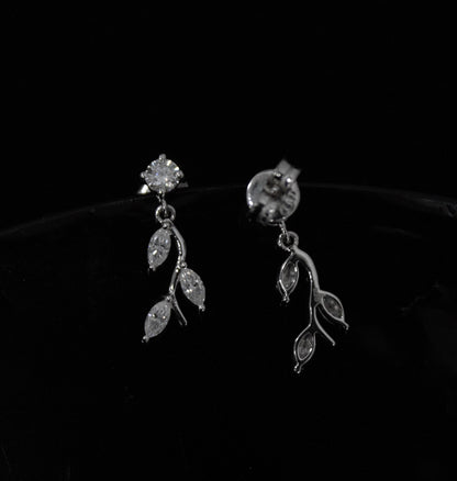 Moissanite Stud Dangle Earrings for Women, 925 Sterling Silver Earrings, Round and Marquise Stone Earrings, Colorless Moissanite Jewelry