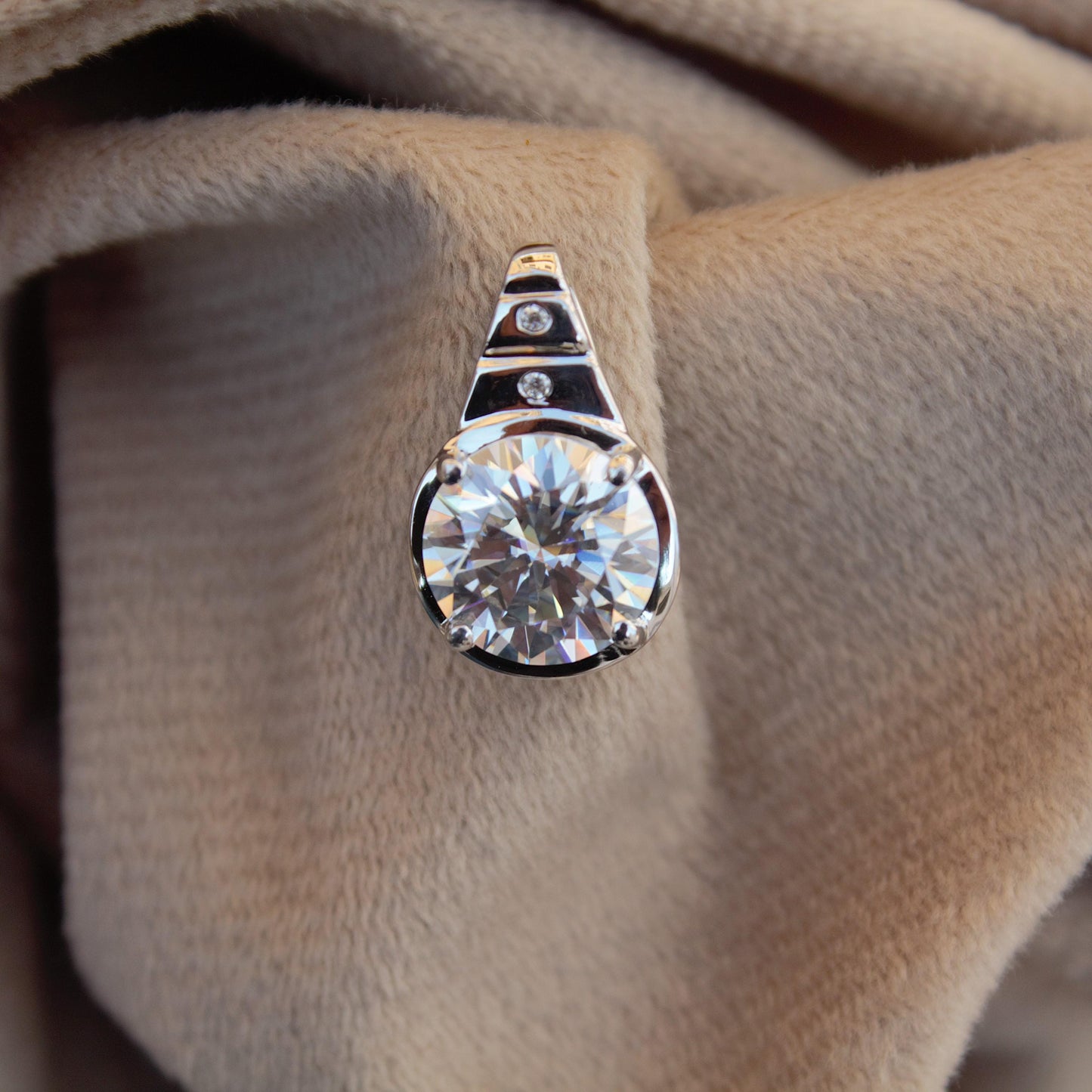 Round Moissanite Prong Set Solitaire Pendant, 925 Sterling Silver Jewelry, Everyday Wear Pendant, Perfect Anniversary Pendant, Ready to Ship