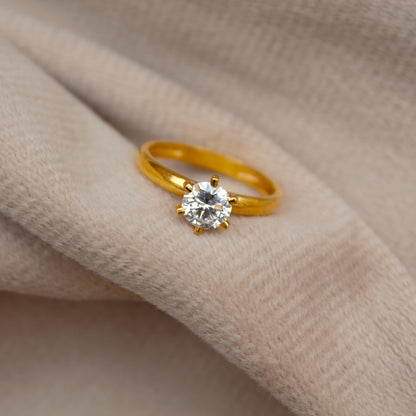 5.50 MM Round HPHT Ring, 14K Solid Gold 5.5 US Ring Diamond Ring, Lab Grown Diamond Single Stone Ring, Perfect For Anniversary Gift