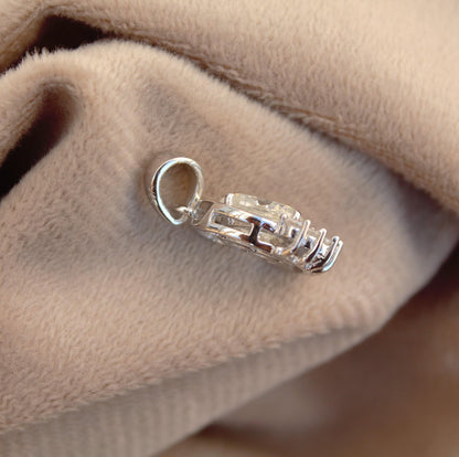 D Color VVS1 Clarity Moissanite Pendant in 925 Sterling Silver, Oval and Round Cut Pendant, Prong Set Pendant, Silver Charm Jewelry for Her