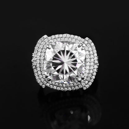 Moissanite Gold Ring, Victorian Style Ring, 14K Moissanite Gold Jewelry, Big Cushion Ring, Gift For Engagement, Statement Solid Gold Ring